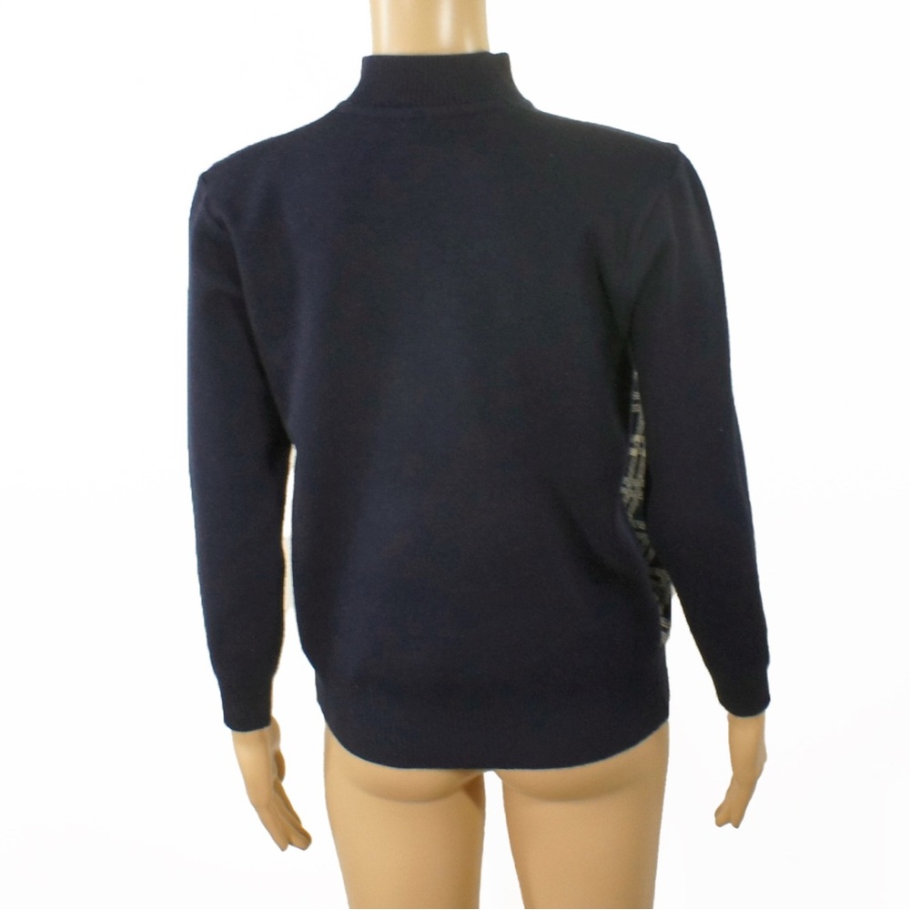 Vintage Rose Floral Dark Navy Knit Pullover Sweater Top - Picture 3 of 6